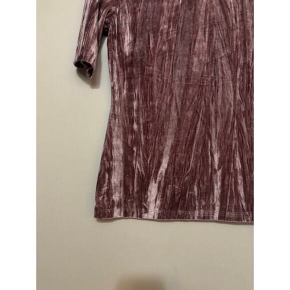 Anthropologie Pilcro Velvet Pink Rose Mock Neck Short-Sleeve Top Small New - Picture 5 of 6